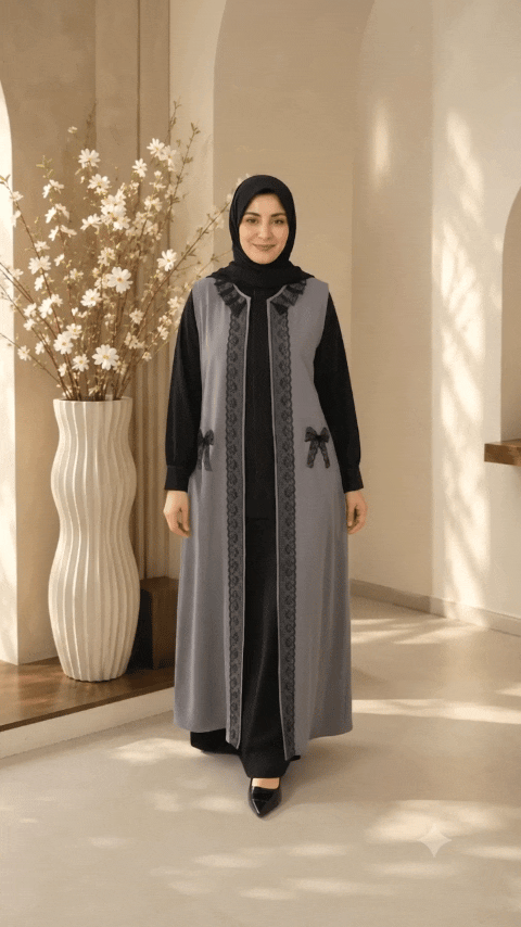 شومیز و سارافون گلامور مدل سوگند با تور و پاپیون جواهردوزی