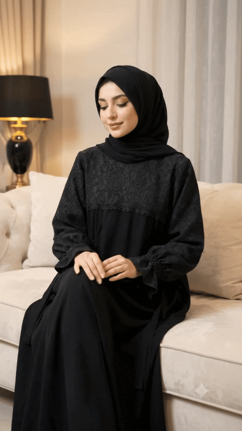مانتو عبایی گلامور مدل دیبا با پارچه ژاکارد کِش لمه