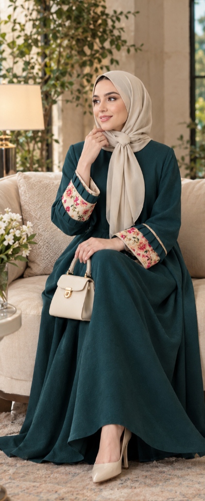مانتو عبایی گلامور مدل تافته با مغزی دوزی و تافته سوزندوزی